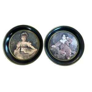 Vintage The Red Boy & Miss Murray Brass Wall Plates Set of 2